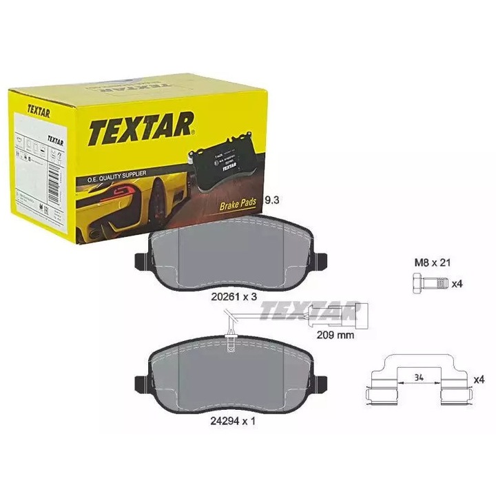 TEXTAR fékbetétek, készlet, 146,6x60x19,3mm, kompatibilis a Fiat Croma 1.9/2.4 JTD 05-