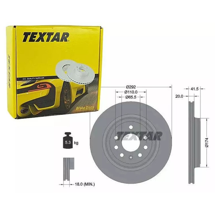 Ruville féktárcsa, szellőztetett, 292x20mm, 5 lyukú, 110mm, 65,5mm, személygépkocsikhoz