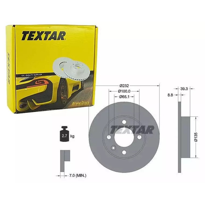 Féktárcsa Ruville, 232x39,3mm, 8,8mm, 4/5 lyuk, kő nélkül, személygépjárművekhez való készlet