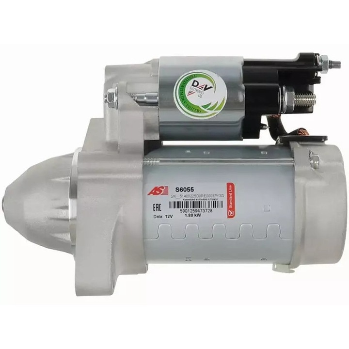 Önindító, Mercedes C-osztály, 1,80 kW, 12V, 70x15mm, 2 rögzítőfurat, 2 menetes furat