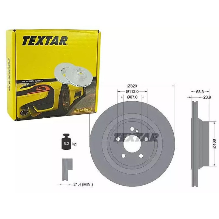 Féktárcsa, Textar, 320x23,9mm, 5/6 lyuk, csavarok nélkül, Mercedes W211/W212/S212 06- modellekhez