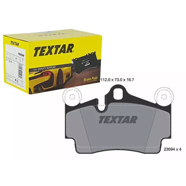 Fékbetét készlet VW/Porsche, 112x73x17mm, kiegyensúlyozó súlyokkal, hátsó, Textar