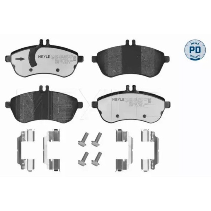 Fékbetétek, MEYLE, Mercedeshez, első, 146x71,5x20,3mm, PRÉMIUM minőség, komplett készlet