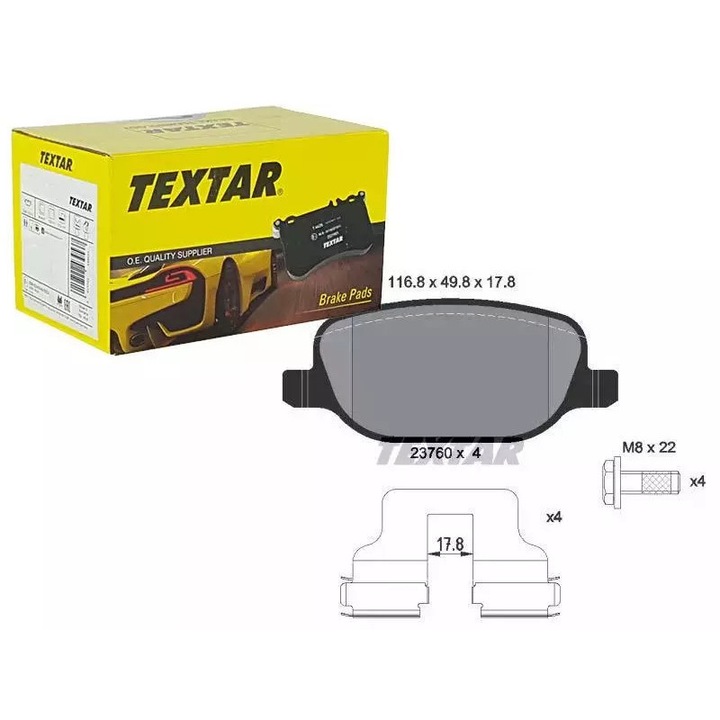 Textar fékbetétek Alfa Romeo-hoz, 1,8-2,2, 12,5x8,1x8cm