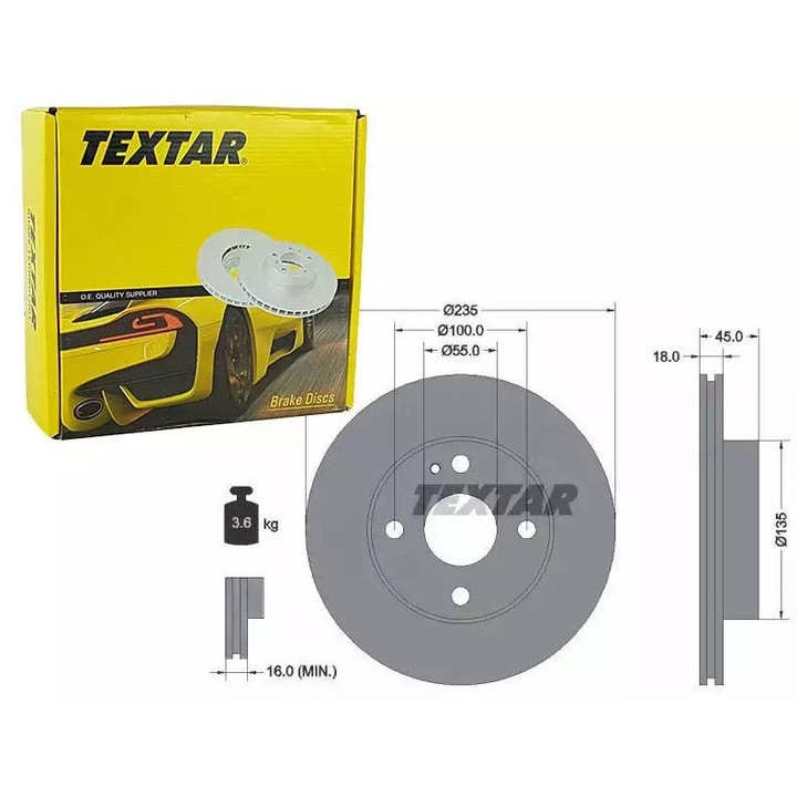 Textar féktárcsa, 235x18mm, 4/5 lyuk, kő nélkül