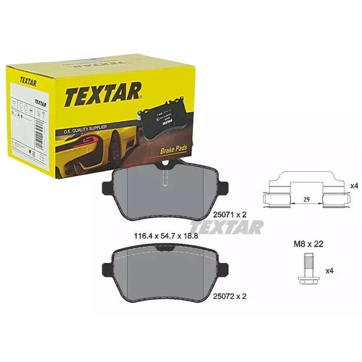 Fékbetétek, Textar, Mercedeshez, hátsó, 116,4x65x54,7mm, 1,5kg