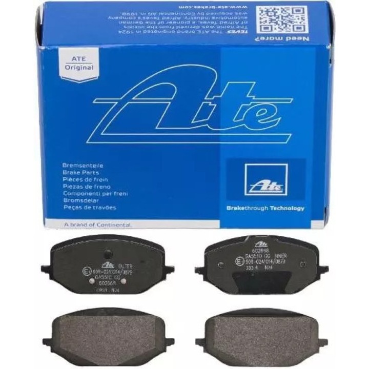 Спирачни накладки ATE, за OPEL ASTRA/COMBO/GRANDLAND 1.2-2.0 17-, 148.1x66.9x18.5mm, керамични