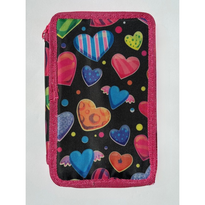 Penar echipat pentru fete, 3 compartimente, cu rechizite incluse,33 de piese