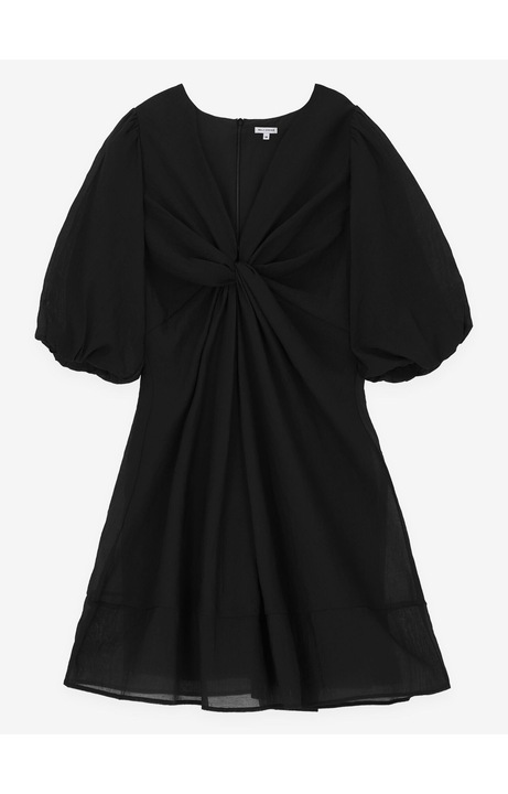 Rochie WOLCZANKA, fusta evazata, legaturi decorative, material fin din amestec de viscoza, Negru