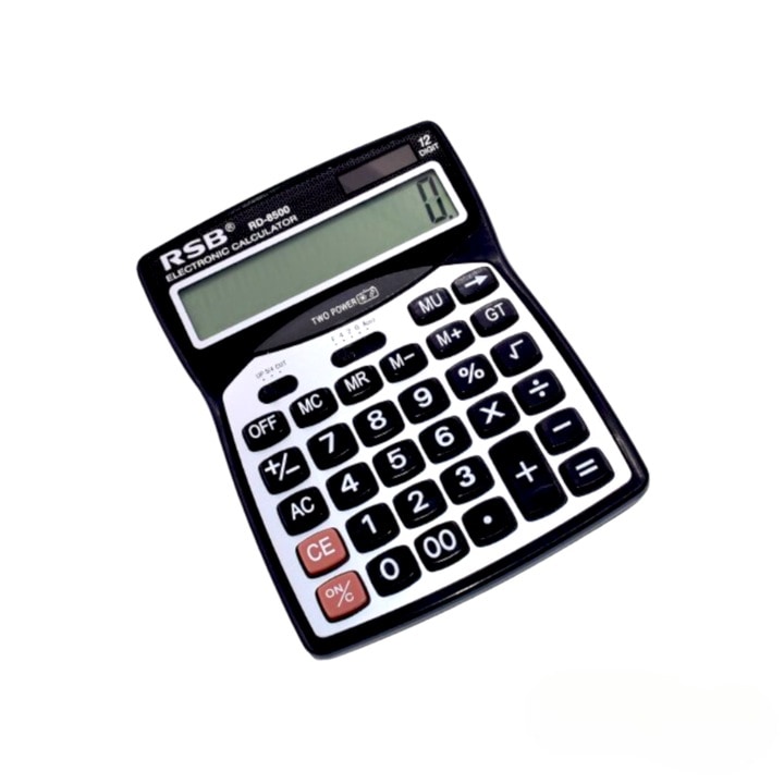 Asztali számológép RSB™ RD-8500 XXL, 20X15 CM, napelemes és elemes töltés, nagy kijelző, csendes gombok, szürke és fekete, elem mellékelve
