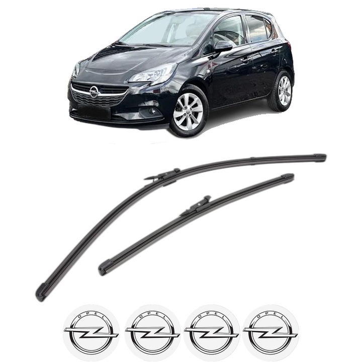 Set stergatoare auto OPEL CORSA E (X15) din 2014-2019, pentru parbriz auto, 2 bucati, Valeo Silencio Xtrm, din cauciuc siliconat rezistent, 4 Stickere Auto OPEL