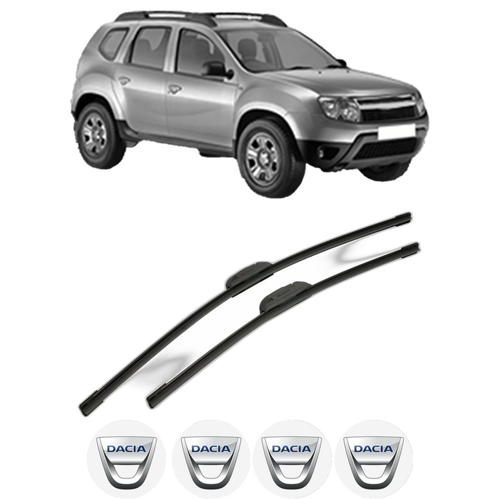 Set stergatoare auto DACIA DUSTER (HS_) din 2010-2018, pentru parbriz auto, 2 bucati, Bosch Aerotwin Retrofit, din cauciuc siliconat rezistent, 4 Stickere Auto DACIA