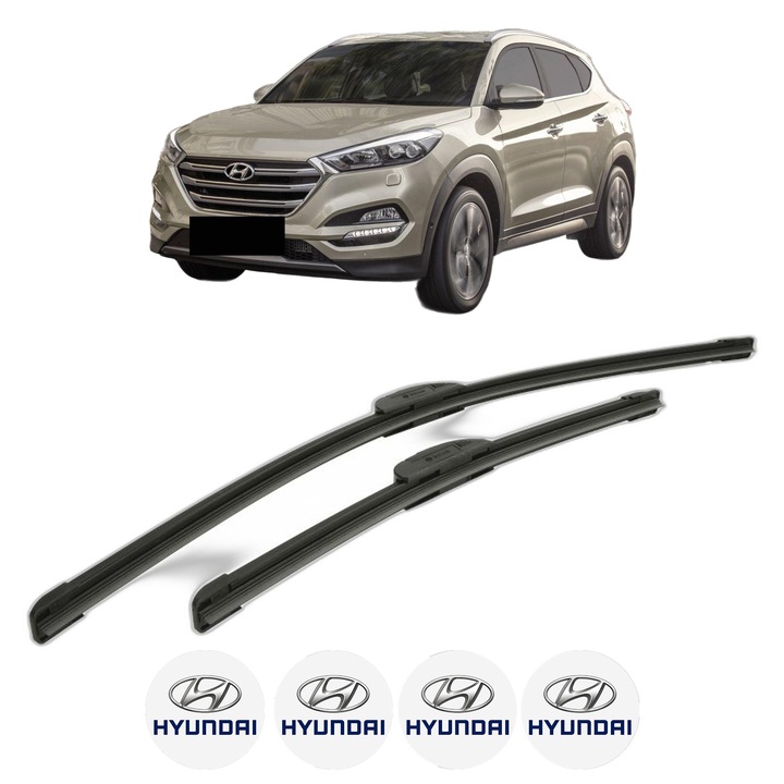 Set stergatoare auto HYUNDAI TUCSON (TL, TLE) din 2015-2023, pentru parbriz auto, 2 bucati, Bosch Aerotwin Retrofit, din cauciuc siliconat rezistent, 4 Stickere Auto HYUNDAI