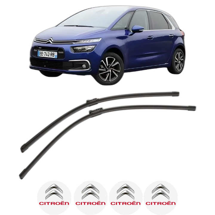 Set stergatoare auto CITROEN C4 PICASSO II din 2013-2018, pentru parbriz auto, 2 bucati, Bosch Aerotwin, din cauciuc siliconat rezistent, 4 Stickere Auto CITROEN