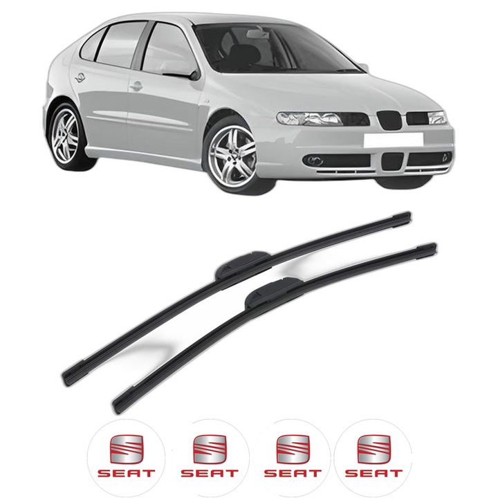 Set stergatoare auto SEAT LEON (1M1) din 1999-2005, pentru parbriz auto, 2 bucati, Bosch Aerotwin Retrofit, din cauciuc siliconat rezistent, 4 Stickere Auto SEAT