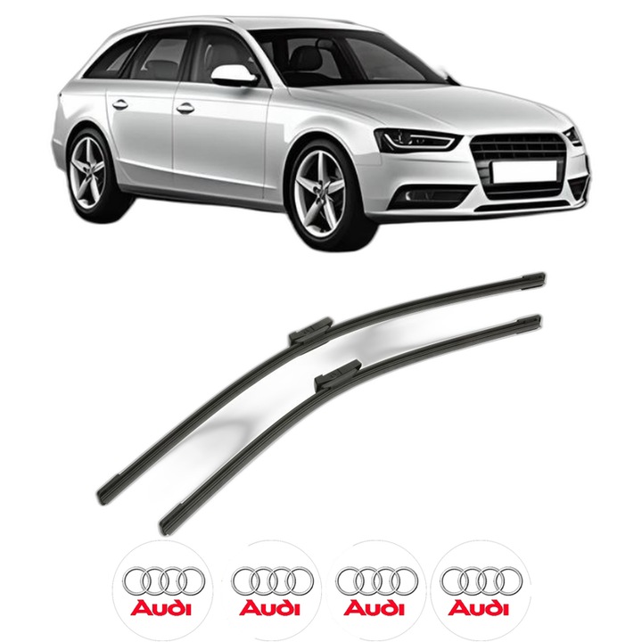 Set stergatoare auto AUDI A4 B8 Avant (8K5) din 2007-2015, pentru parbriz auto, 2 bucati, Bosch Aerotwin, din cauciuc siliconat rezistent, 4 Stickere Auto AUDI
