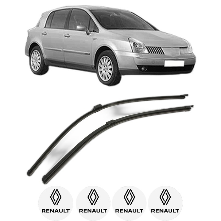 Set stergatoare auto RENAULT VEL SATIS (BJ0_) din 2002-2009, pentru parbriz auto, 2 bucati, Bosch Aerotwin, din cauciuc siliconat rezistent, 4 Stickere Auto RENAULT