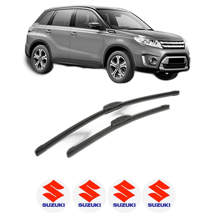 Set stergatoare auto SUZUKI VITARA (LY) din 2015-2023, pentru parbriz auto, 2 bucati, Bosch Aerotwin Retrofit, din cauciuc siliconat rezistent, 4 Stickere Auto SUZUKI