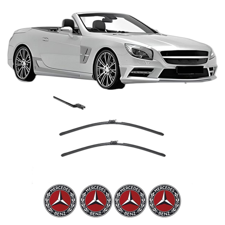 Set stergatoare auto MERCEDES-BENZ SL (R231) din 2012-2020, pentru parbriz auto, 2 bucati, Valeo AquaBlade, din cauciuc siliconat rezistent, 4 Stickere Auto MERCEDES-BENZ