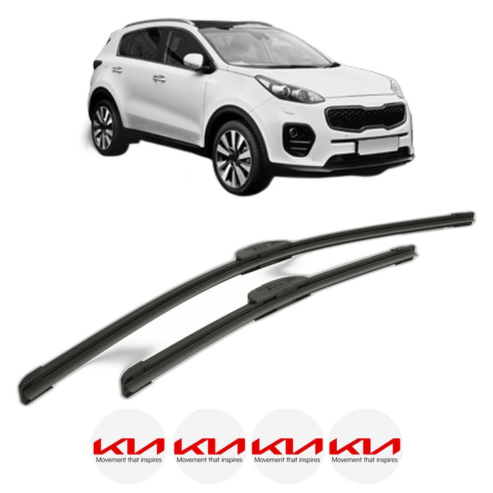 Set stergatoare auto KIA SPORTAGE IV (QL, QLE) din 2015-2022, pentru parbriz auto, 2 bucati, Bosch Aerotwin Retrofit, din cauciuc siliconat rezistent, 4 Stickere Auto KIA