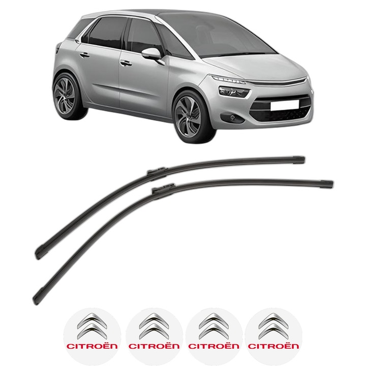 Set stergatoare auto CITROEN C4 GRAND PICASSO II (DA_, DE_) din 2013-2018, pentru parbriz auto, 2 bucati, Bosch Aerotwin, din cauciuc siliconat rezistent, 4 Stickere Auto CITROEN