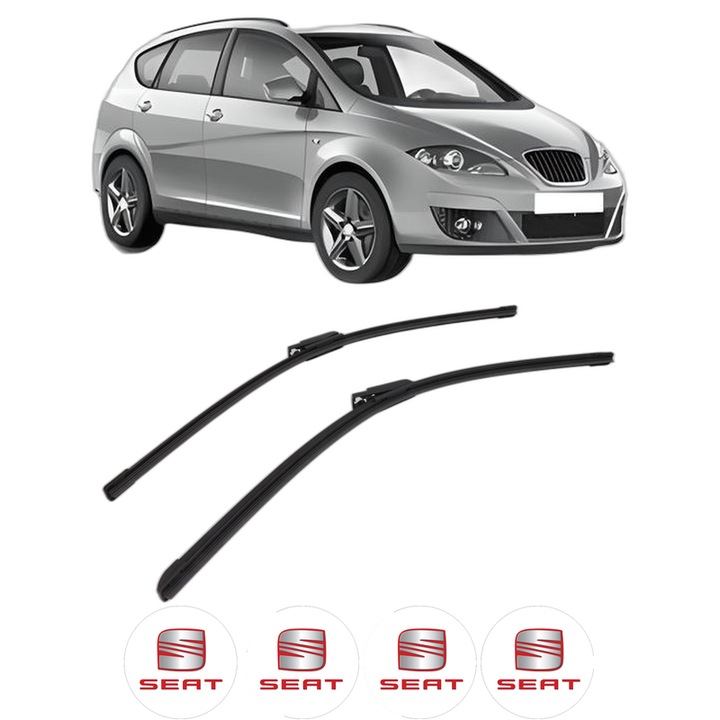 Set stergatoare auto SEAT ALTEA XL (5P5, 5P8) din 2006-2015, pentru parbriz auto, 2 bucati, Bosch Aerotwin, din cauciuc siliconat rezistent, 4 Stickere Auto SEAT