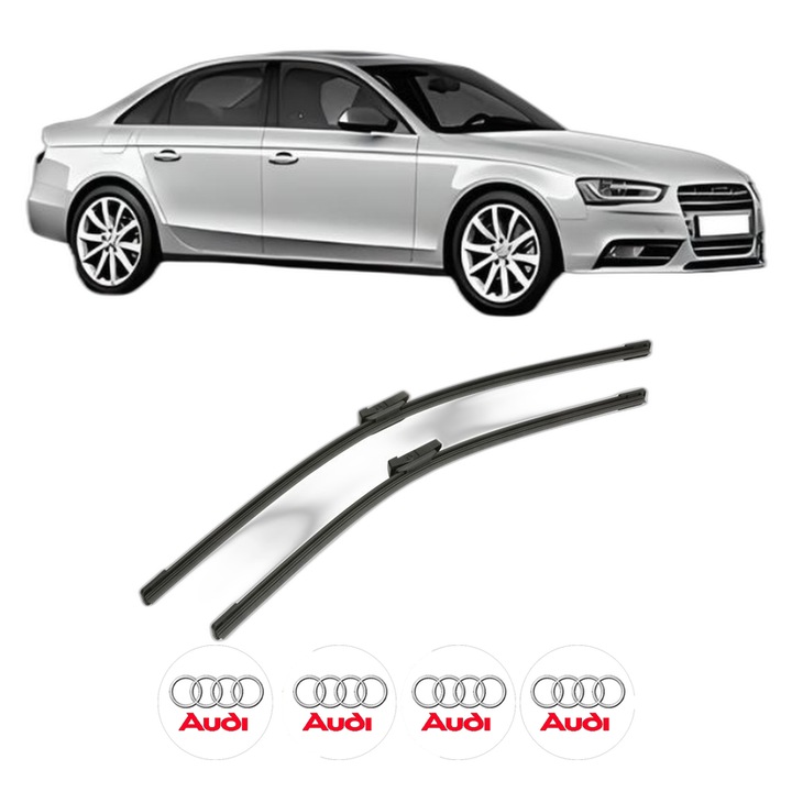 Set 2 stergătoare pentru AUDI A4 B8 (8K2) din 2007-2015/4 Stickere, Bosch, cauciuc siliconat