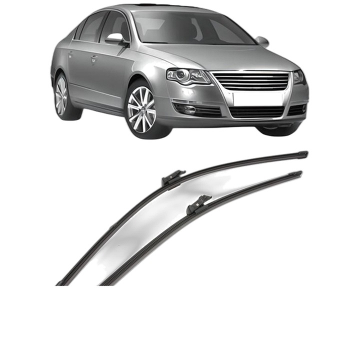 Set stergatoare auto Volkswagen PASSAT B6 (3C2) din 2005-2010, pentru parbriz auto, 2 bucati, Valeo Silencio Xtrm, din cauciuc siliconat rezistent, Volkswagen