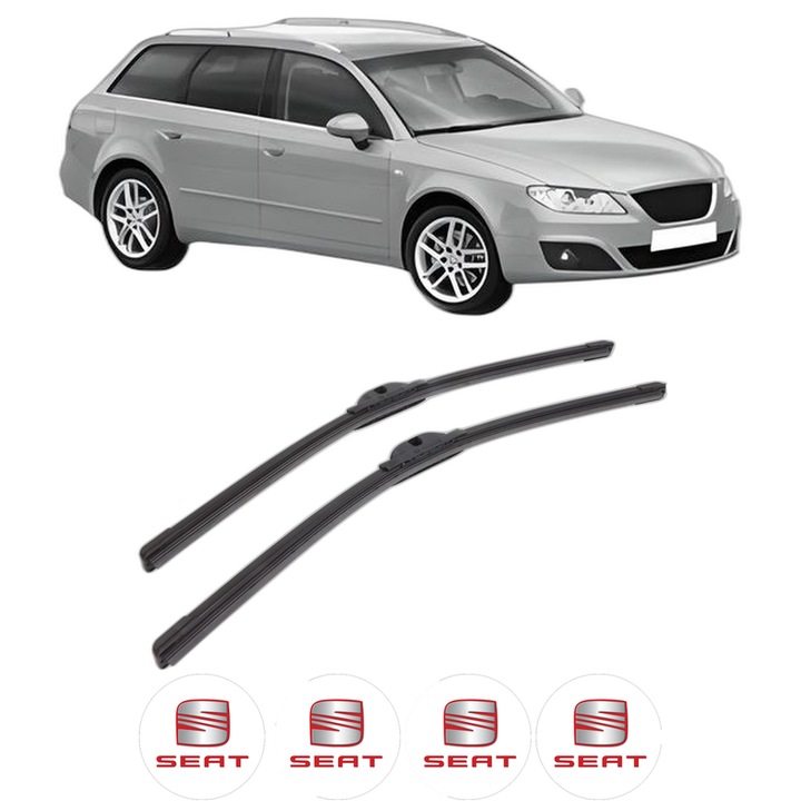 Set stergatoare auto SEAT EXEO ST (3R5) din 2009-2013, pentru parbriz auto, 2 bucati, Bosch Aerotwin, din cauciuc siliconat rezistent, 4 Stickere Auto SEAT