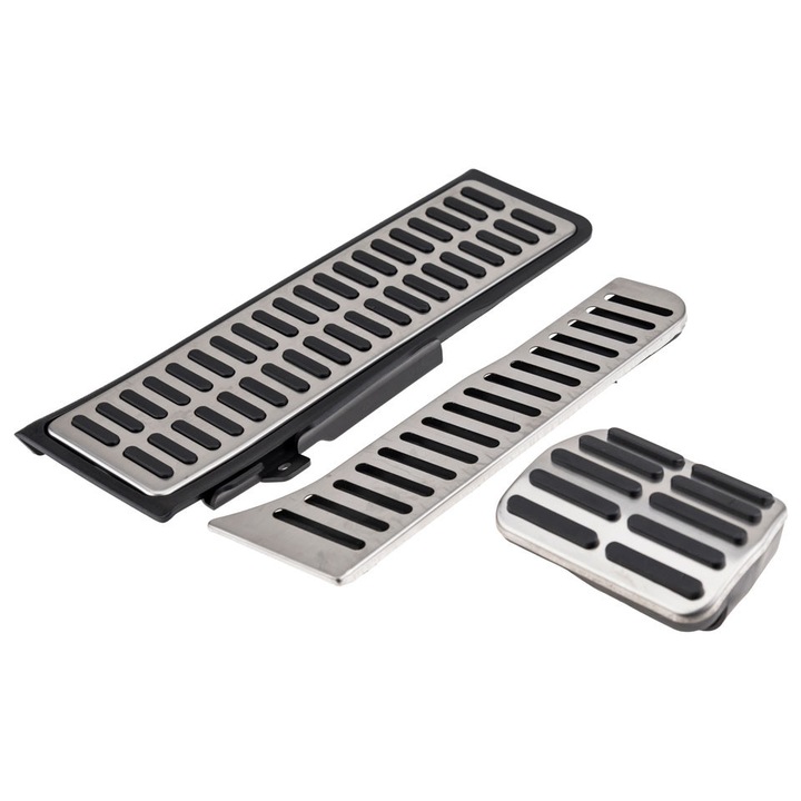 Set ornamente pedale, Carlogic.ro, pentru VW Golf V, Golf VI, Audi A3, Skoda Octavia, argintiu