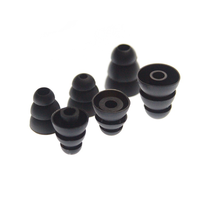 Casti pentru casti MKF, Triple-flange, set 6 bucati, dimensiuni S/M/L, silicon, 4.0 - 5.0 mm