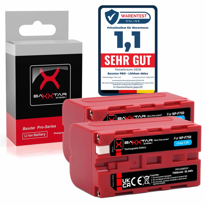 Pachet 2x Acumulator Baxxtar Pro NP-F750 7000mAh pentru Sony NP-F Series