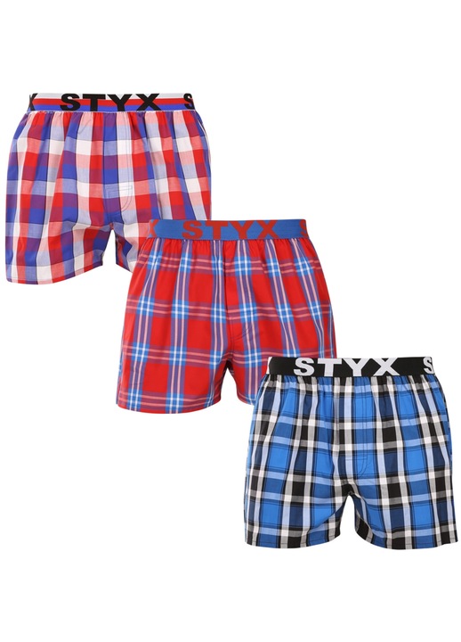 Set 3 pantaloni scurti boxer Styx, multicolor, bumbac 100%, croiala lejera, XL INTL