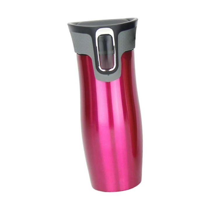 Cana termica din inox , 420ml, design compact, rosie, 20x8.5x6.5cm