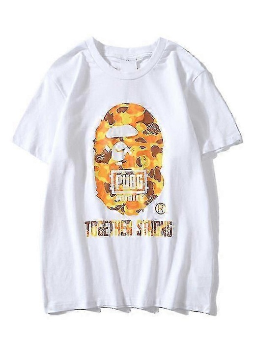 Férfi póló, alkalmi mintás, fehér, pamut