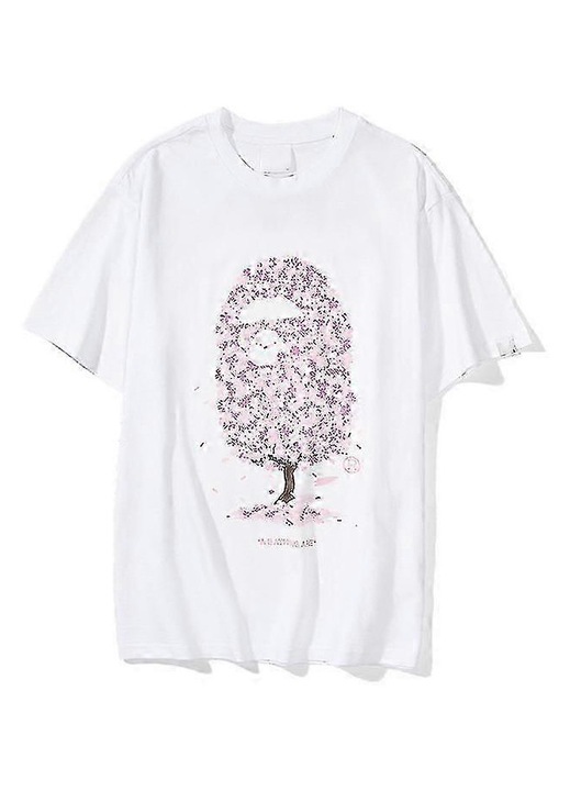 Unisex póló, rövid ujjú, kerek nyakú, alkalmi mintával, pamut, fehér, 3XL INTL