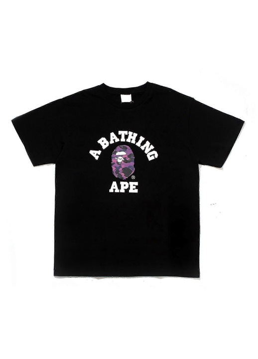 Póló, nyomott mintás, alkalmi, pamut, fekete, Fekete, 2XL