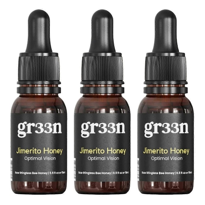 Set 3 Sticle picături pentru ochi cu extract de miere, Gr33n, efect calmant, reduce roșeața