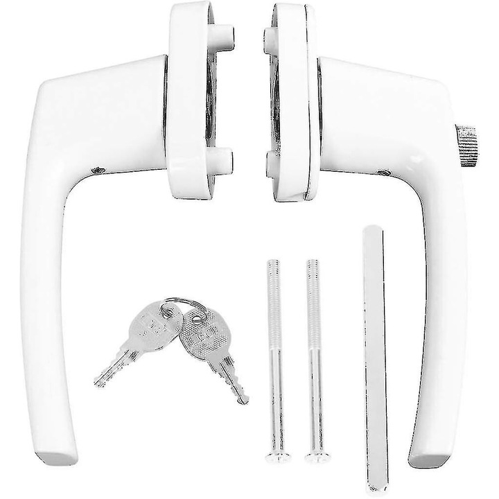 Maner dublu din aliaj de zinc pentru usi si feronerie, alb, rezistent la coroziune, utilizare variata