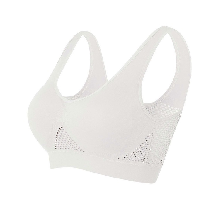 Sutien sport, alb, material respirabil, confortabil, pentru femei