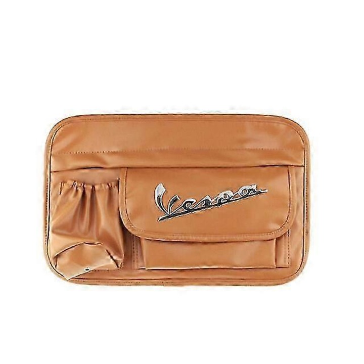 Geanta de depozitare impermeabila pentru scooter Vespa, design cu multiple compartimente, culoare maro