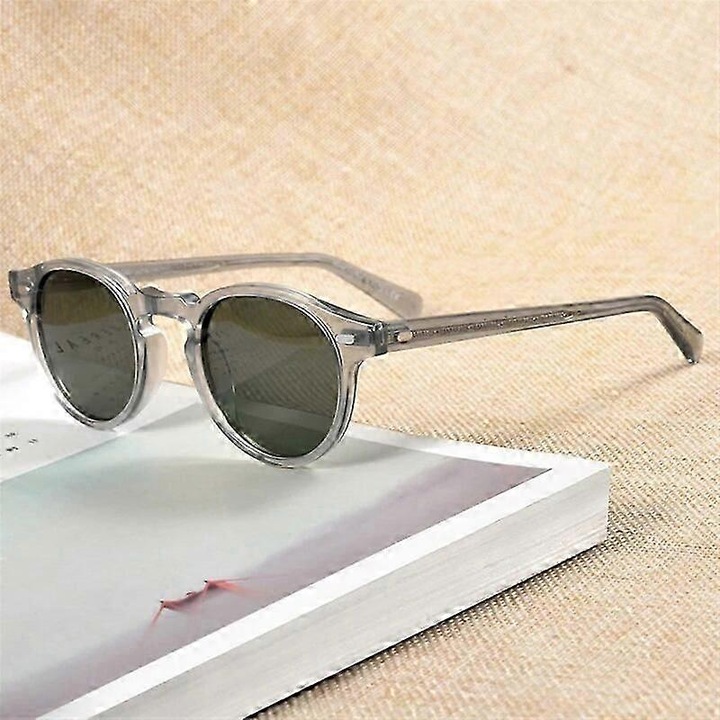Ochelari de soare unisex Gregory Peck Vintage Polarized, gri transparent vs verde, 45mm