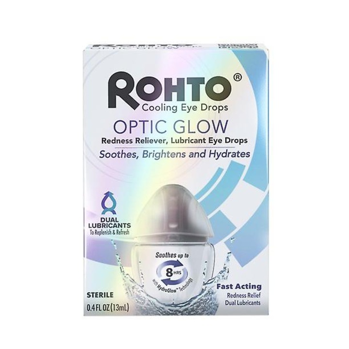 Picaturi pentru ochi Rohto Cooling Optic Glow, 13ml, hidratare, 8 ore, fara decoloranti