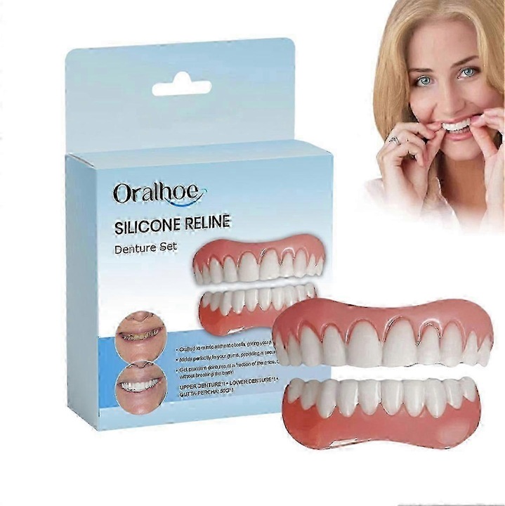Set proteze dentare din silicon, ORALHOE 3 piese, confortabil, rezistent la apa