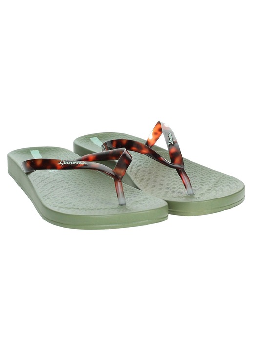 Slapi dama 83475, cauciuc, verde/maro, 38 EU