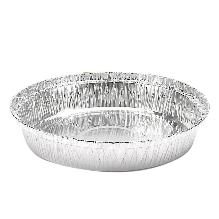 50 darabos kerek, magas hőmérsékletnek ellenálló, 9 hüvelykes, ezüst színű alumíniumfólia sütőforma készlet