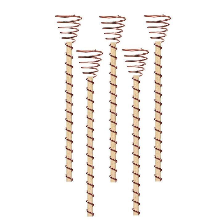 Set 5 Tevi Electrocultura din Cupru pentru Gradina, 30cm, Material Lemn si Cupru