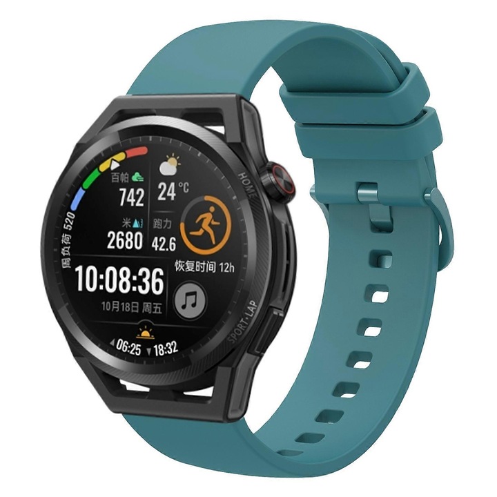Curea pentru ceas Huawei Watch GT Runner 22mm, silicon, impermeabil, verde