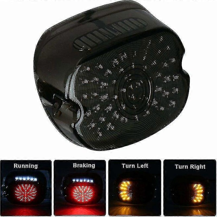 Többfunkciós hátsó LED lámpa Harley motorkerékpárhoz, 60 LED-es, fekete, 10.8x13.4x4.5cm, 1 darabos szett
