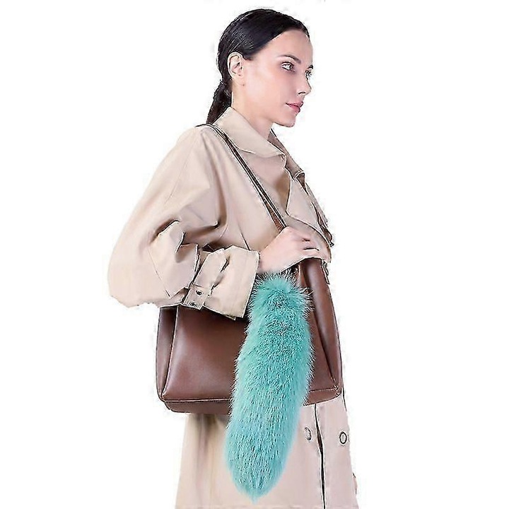 Róka prém kulcstartó, 40 cm, táska és kulcs kiegészítő szett, sokszínű